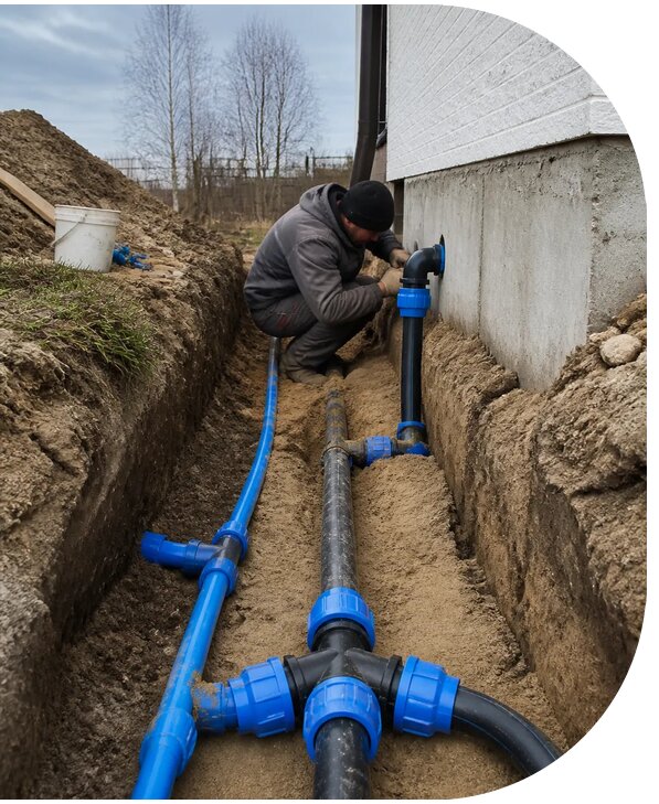 Монтаж наружного водопровода на участке под ключ в Ртищеве